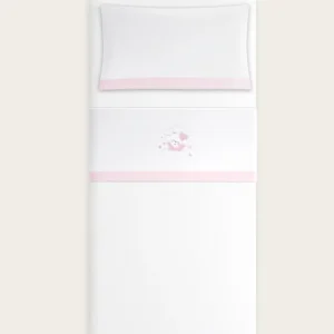 Juego de Sábanas Coralina Oso - Blanco/Rosa