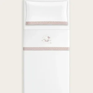 Juego de Sábanas Franela Oso - Blanco/Beige
